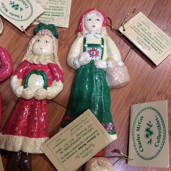 Lot of 8 Charlee McGee Clay Christmas Tree Ornaments 1982 Boys and Girls Holiday - Picture 7 of 7